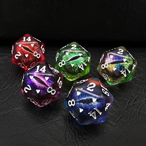 Bescon's Polyhedral Dragon Eye 20 Sides Dice 5pcs Set, Standard Size of 20MM - color: Dragon Eye D20 5pcs Set