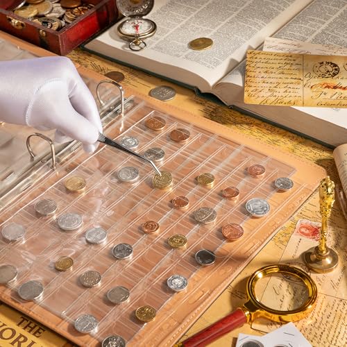 25 Sheets Coin Pocket Pages - 42 Pocket Standard 9-Hole 1050 Pockets Inserts Collecting Sleeves for Coins [33mm X 28mm Each Pocket] CS0312540 - color: 42 Pocket(28mm X 33mm Each Pocket), size: 25 Sheets