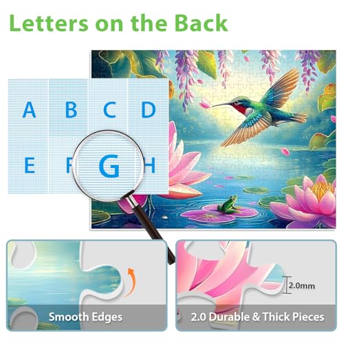 300 Piece Puzzles for Adults, Humbird Flower Lake Jigsaw Puzzle for Adults Kids Seniors, Recycled Cardboard Large Piece Puzzle 300 Piece, Challenging Game Family Activity Great Gift for Friends - style: Humbird