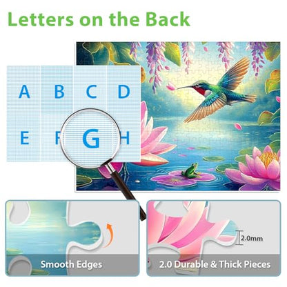300 Piece Puzzles for Adults, Humbird Flower Lake Jigsaw Puzzle for Adults Kids Seniors, Recycled Cardboard Large Piece Puzzle 300 Piece, Challenging Game Family Activity Great Gift for Friends - style: Humbird
