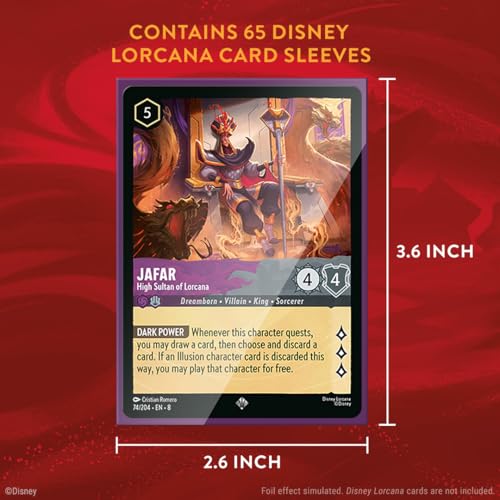 Ravensburger Disney Lorcana TCG Card Sleeves Featuring Mickey Mouse - Wayward Sorcerer | 65 Protective Sleeves for TCG Decks | Ages 8+