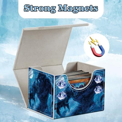 Commander Deck Box for Trading Cards - Fits 100+ Double Sleeved Cards, PU Leather MTG TCG Storage Case with Strong Magnetic Closure, Howling Werewolf - color: Howling Werewolf