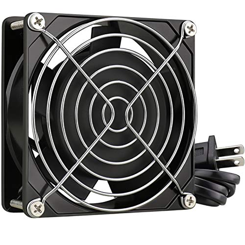 GDSTIME AXIAL 9225 Muffin Fan, 120V AC 92mm x 25mm, Dual Ball Bearing | 110V 115V, 120x120x25mm, Aluminum Frame, High Speed, for Freezer Compressor, Electronics Cabinet Cooling Ventilation Exhaust - size: 92x92x25mm