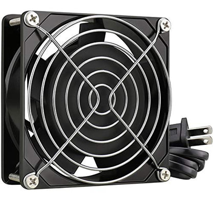 GDSTIME AXIAL 9225 Muffin Fan, 120V AC 92mm x 25mm, Dual Ball Bearing | 110V 115V, 120x120x25mm, Aluminum Frame, High Speed, for Freezer Compressor, Electronics Cabinet Cooling Ventilation Exhaust - size: 92x92x25mm