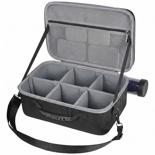 casmilee Deck Box Carrying Case for MTG/TCG Cards with Playmat Straps | 6 Adjustable Dividers, Mesh Pocket, Shoulder Strap, Holds Deck Boxes, Dice and Playmat, Case Only - color: Grey