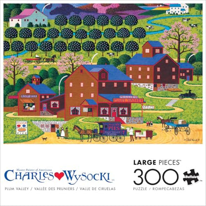 Buffalo Games – Plum Valley - Charles Wysocki - 300 Oversized Piece Jigsaw Puzzle Larger Shapes - Great for Adults, Seniors, Easy to Grip