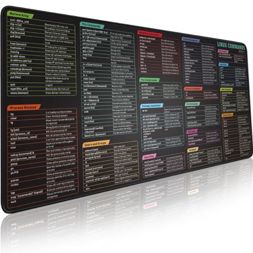 Pixiecube Linux Commands Line Mouse pad - Extended Large Cheat Sheet Mousepad. Shortcuts to Kali/Red Hat/Ubuntu/OpenSUSE/Arch/Debian/Unix Programmer. XXL Non-Slip Gaming Desk mat - color: Linux, size: 35.4L x 15.7W inches