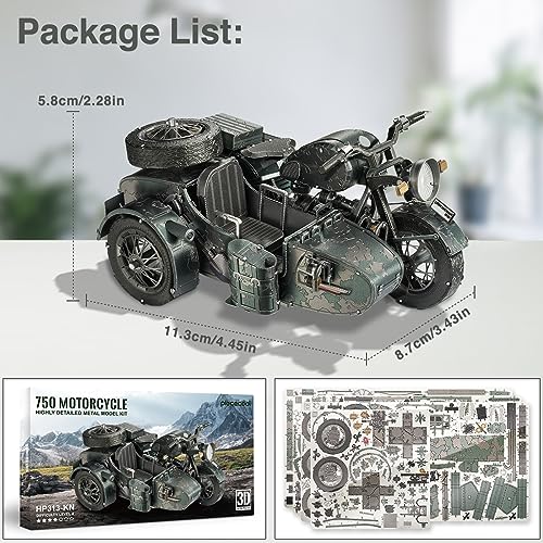 Piececool 3D Puzzles for Adults, Motorcycle with Sidecar Metal Model Building Kits for Family Time, Side Car DIY Assembling Arts and Crafts Best Birthday Gifts - style: Sidecar