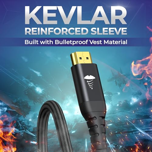 SKROOZ 8K HDMI 2.1a Cable 6ft | 48Gbps Ultra High Speed | Supports 8K@60Hz, 4K@120Hz, 10K, Dynamic HDR, eARC, VRR | Kevlar Braided Cord for PS5, Xbox Series X, RTX 5090/4090, OLED TV & Monitor