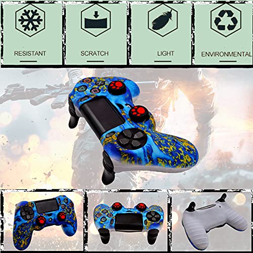 Silicone Skin for Ps4 Controller, 2pcs Anti-Slip Shell Cover Case with 10 Joystick Grips, 2 Pairs L2 R2, 4pcs Led Light Bar Skin for Playsation 4/ Slim/Pro Dualshock 4 Controller Wireless Gamepad - color: PS4 controller #5