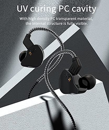 Kinboofi CCZ Melody Wired Headphones, Dynamic Hybrid Dual Driver in Ear Earphones 1BA+1DD HiFi Wired Headphones Musicians IEM Upgrade Deep Bass Suitable for Bass Vocals Pop Folk ACG (with MIC, Black)… - color: Dark, size: With Mic, style: With Mic