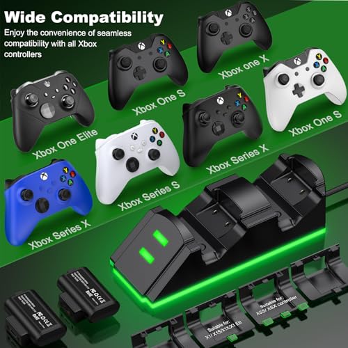 Individual Xbox Rechargeable Battery-2x3600mWh Batteries with Xbox Controller Charger, Xbox Controller Battery Pack for Xbox Series X/S, Xbox Battery Pack Xbox Charging Station for Xbox One/S/X/Elite