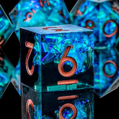 Sharp Edge DND Dice Set Handmade 7 Accessories Dice for Dungeons and Dragons TTRPG Games, Multi-Sided RPG Polyhedral Resin Sharp Edge Dice Roleplaying Games - color: Blue Dark