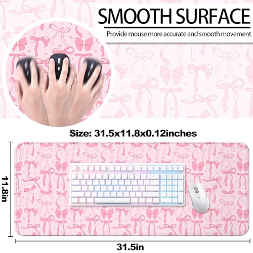 Pretty Bow Girly Gaming Desk Mat, Computer Keyboard Large Extended Long Mouse Pad for Office and Home, XL (W24) - color: W24