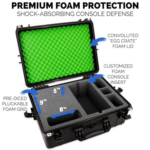 CASEMATIX Hard Shell Travel Case Compatible with Xbox Series X Console, Controllers, Headset and Other Accessories - IPX7 Waterproof and Crushproof Carrying Case with Customized Foam Interior