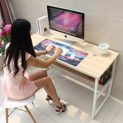 Cherry Blossom Large Mouse Pad Desk Pad, 27.5x11.8in Mount Fuji Keyboard Mouse Mat with Stitched Edges, Waterproof Non-Slip Rubber Base for Office Laptop Computer Home - color: Mount Fuji Cherry Blossom Moon
