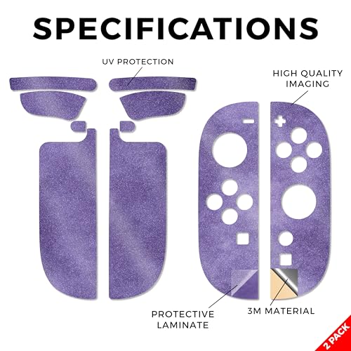 Glossy Glitter Gaming Skin Compatible With Nintendo Switch 2 Joy-Con Controller 2 Pack - Purple Airbrush - Premium 3M Vinyl Protective Wrap Decal Cover - Easy To Apply | Made in the USA by MightySkins - color: Purple Airbrush, size: 2 Pack of Joy-Con Skin