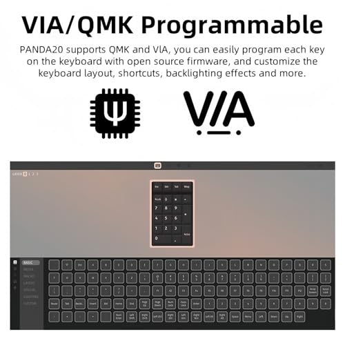 PANDA20 Mechanical Number Pad,VIA/QMK Programmable Macro Numpad Aluminum CNC Hot Swappable Gasket Wireless Numeric Keypad BT5.0/2.4Ghz/USB-C RGB Gaming Keypad for Laptop/PC (Black) - color: Black