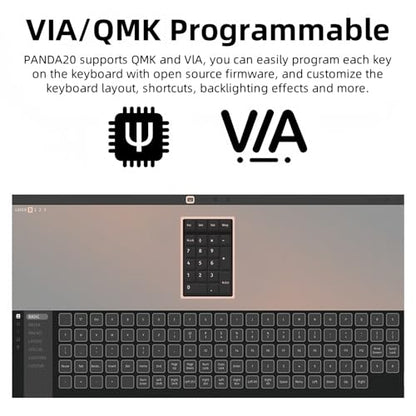 PANDA20 Mechanical Number Pad,VIA/QMK Programmable Macro Numpad Aluminum CNC Hot Swappable Gasket Wireless Numeric Keypad BT5.0/2.4Ghz/USB-C RGB Gaming Keypad for Laptop/PC (Black) - color: Black