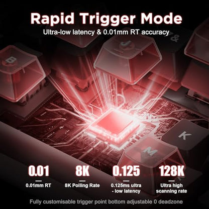 Alux60-60% Mechanical Gaming Keyboard Wired, Magnetic Switch Hot Swappable, Rapid Trigger Hall Effect Magnetic Switches, 8K Hz Polling Rate, RGB Small Keyboard for Mac/Win (Red) - color: Red
