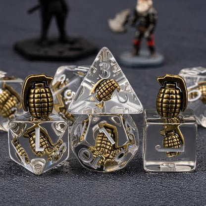 DND Resin Bomb Dice Set, D&D Polyhedral Dice for Dungeons and Dragons RPG, MTG Role Playing Games D and D Dice 7pcs D20 D12 D10 D8 D6 D4 for Ages 15 and Up - color: Bomb