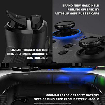 GameSir T4 pro Wireless Bluetooth Game Controller for Windows 7 8 10 PC/iOS/Android/Switch, Dual Shock USB Mobile Phone Gamepad Joystick for Apple Arcade MFi Games, Semi-Transparent (Renewed)