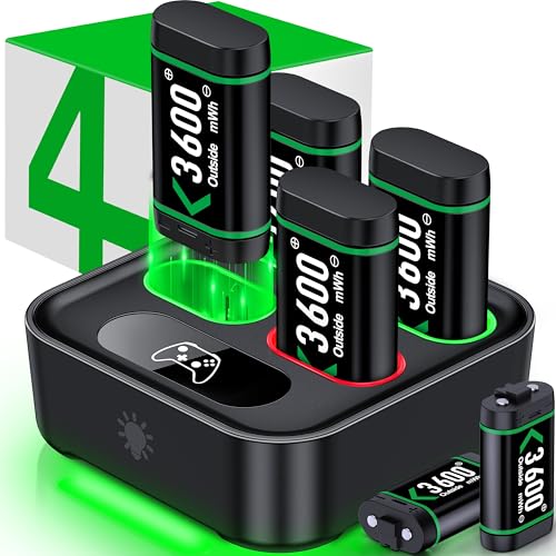 DINOSTRIKE 6x3600mWh Rechargeable Battery for X-1/Series X|S Controllers, X-Series X Controller Battery Charger Station for X-1/One S/One X/Elite(6 Packs)