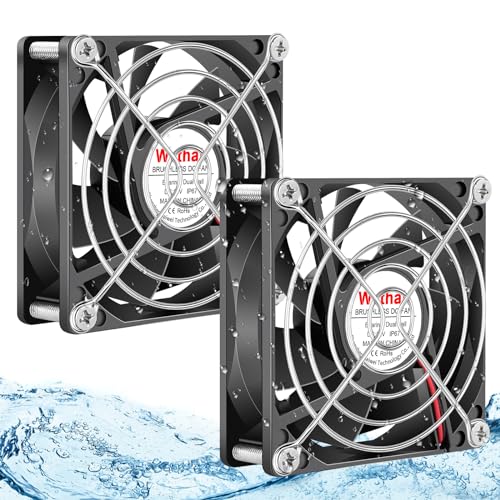 Wathai IP67 Waterproof 80mm x 25mm 12V Cooling DC Fan for RV Fridge Exhaust | 2 Pack, Dual Ball, 3 Inch, High Speed 12V Fan for RV Fridge Refrigerator DC Brushless Fan 12V waterproof 80mm - size: 80x25mm