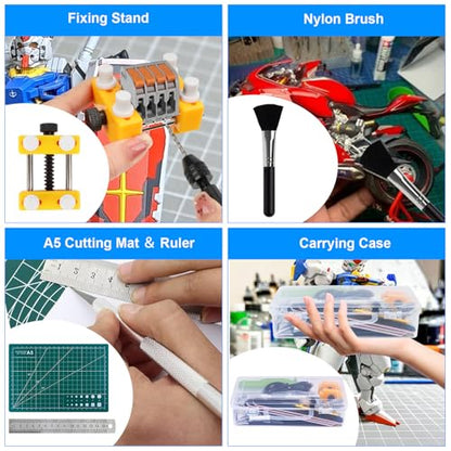 Gundam Tool Kit, 192 Pcs Professional Model Tool Kit for Gundam, Modeling Tools for Models with Decals Sticker Operated Box, Model Building Tools Hobby Tools Craft Set for Repairing Fixing Painting - color: 192 Pcs