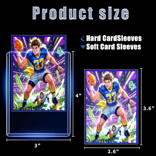 400 Card Sleeves Top Loads for Cards,3"X4"Baseball Card Protectors,Toploaders Hard Plastic for Trading Game Sports Football Cards(200 Hard Protectors + 200 Soft Sleeves - size: 200 Hard Sleeves+200 Soft Sleeves