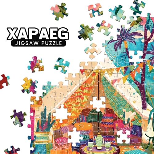 Camping 300 Piece Jigsaw Puzzles, Tropical Glamping 300 Piece Puzzle for Adults, Perfect for Family Time, Home Wall Decor, Great Gift for Adults, Seniors, 20.5 x 15 in - style: Tropical Glamping