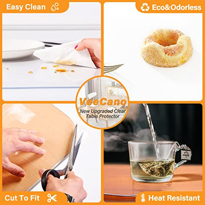 101.6cm(40인치) 원형 투명 플라스틱 테이블 프로텍터 커버 PVC 비닐 책상 패드 매트 방수 미끄럼 방지 쉬운 청소 식탁보 게임 다이닝 룸 테이블 커피 엔드 테이블 사무실 필기 책상 - color: 라운드 뉴 클리어 1.5mm, size: 40" x 40"