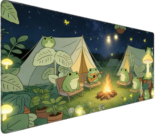 Professional Extended Gaming Mouse Pad - 31.5" x 15.7" Large Desk Mat with Stitched Edges, Waterproof Coating Non-Slip Rubber Base for Gamers Esports Pros Office Home, Frog03 - color: Frog03, size: 31.4L x 15.7W inches