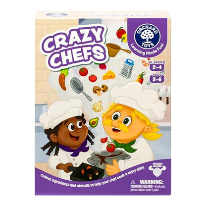 Orchard Toys Crazy Chefs Game - New Art, Help The Crazy Chefs Gather Their Ingredients & Utensils to Prepare a Delicious Meal, The Player Whose Dish is Ready First Wins, Ages 3-6, for 2-4 Players - style: Crazy Chefs