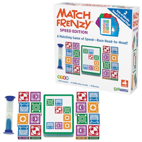 Funwares Match Frenzy: Portable Pattern Matching Puzzle Game, Family Mini Board Games, Perfect for Travel & Home Play, Road Trip Activities for Kids and Adults, Quick Set-Up - Speed Edition - style: 2-Player