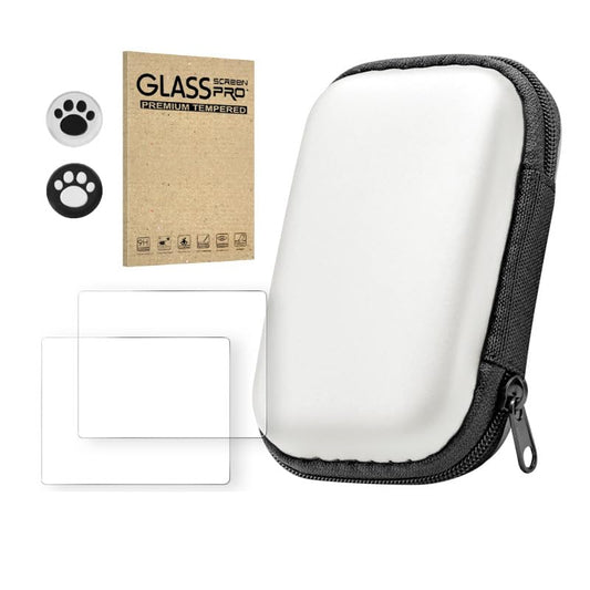 Hard Carrying Case for R36S/R35S/RGB20S with 2PCS Screen Protector + 2PCS Thumb Grip Caps, Shockproof EVA Handheld Game Console Case Portable Travel Storage Bag (White) - color: White