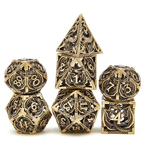 DND Dice Set Metal Dice Dungeons and Dragons Dice Gift Polyhedral Dice Set Role Playing Dice D20 Hollow Polyhedral dice Set for Dungeons and Dragons RPG MTG Table Games - color: Ancient Bronze