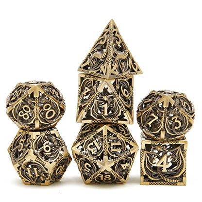 DND Dice Set Metal Dice Dungeons and Dragons Dice Gift Polyhedral Dice Set Role Playing Dice D20 Hollow Polyhedral dice Set for Dungeons and Dragons RPG MTG Table Games - color: Ancient Bronze
