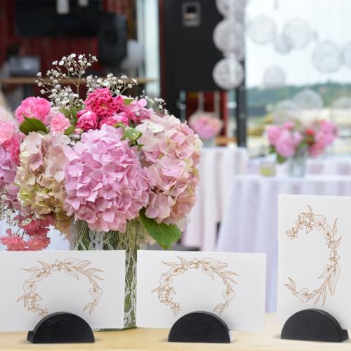 Colingmill 24 Pcs Wooden Table Number Stands with Tented Cards,Black, White | Wedding Table Name Holder Semicircular Design Place Card Holders for Retail Shop Wedding Party Events - color: Black, White