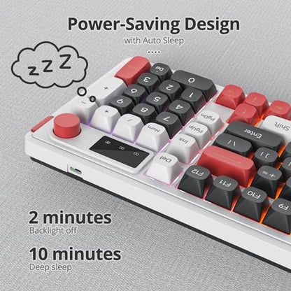 Owpkeenthy 98 Keys Gaming Keyboard with Knob, 96% Gasket Mouted Wireless Quiet Mechanical Feeling Membrane Keyboard RGB 3-Mode Wired/Bluetooth 5.0/2.4G for for Laptop Desktop(98 Black) - color: 98 Black