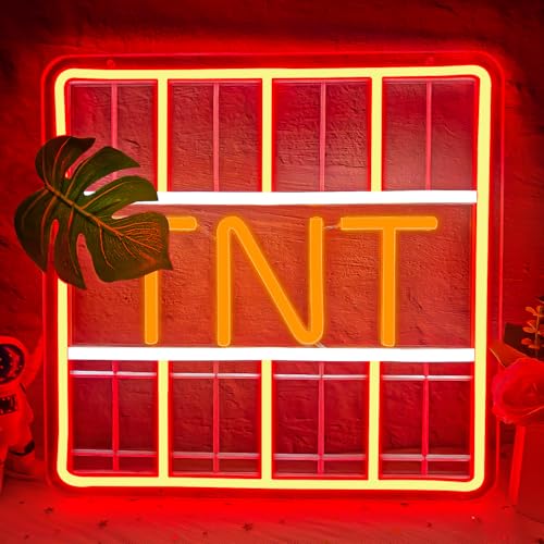 Game Neon Sign TNT Block Led Signs Dimmable Gamer Neon Signs for Wall Decor Gaming Light Up Sign for Men Teens Boys Gamer Room Gifts - color: Red+White+Orange