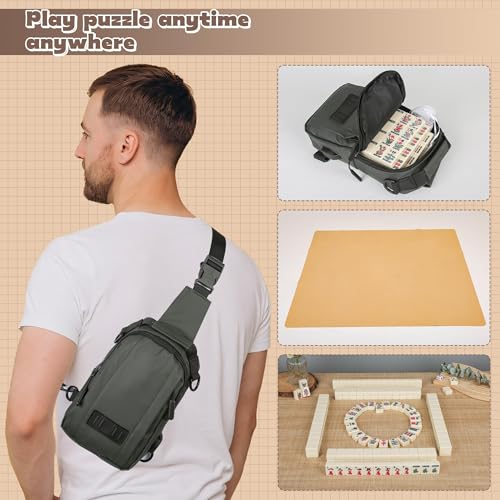 Chinese Small Mahjong Set, 144 Numbered Melamine 1.17" Size Tiles(Creamy White) and 8 Blank Tiles, with Carrying Travel Bag, English Instruction, Pro Complete Mahjongg Game Set (Majiang) - color: White, size: 1.17 in