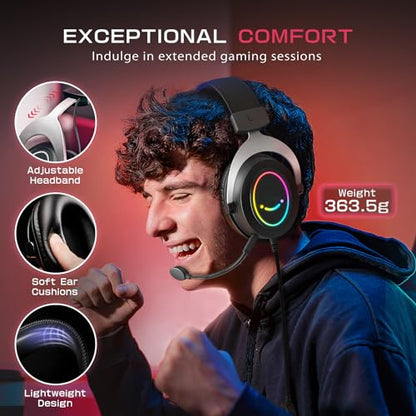 FIFINE 3.5mm Gaming Headset with Mic for PS5,Xbox,PC,Over-Ear Gaming Headphone with Detachable Microphone,RGB,Passive Noise Canceling for Computer,Switch,PlayStation,Wired Gamer Headset-H3