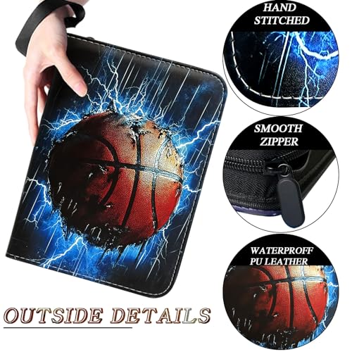 900 Pocket Zippered Basketball Card Binder, 9-Pocket Trading Card Album with 50 Removable Sleeves, PU Leather Waterproof Sports Card Holder for NBA Basketball Cards Storage Display Case Gift - size: 900 Pockets Basketball