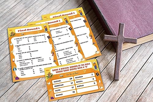 O4 Bible Games for Adults and Family - Bible Study, Trivia and Fun Family Game Night - 15 Game Cards + 3 Instruction Cards - color: Bible Game04