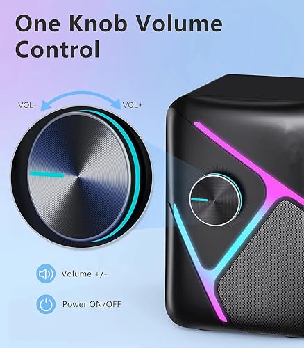 2.1 Gaming Speakers with RGB Gradient Light, PC Speakers with Dynamic Sound, USB Powered & 3.5mm Aux, Desktop Computer Speakers with Volume Control, Compatible with PC, Laptop, PS4, TV, Phone
