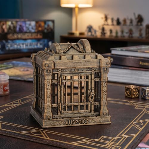 Dice Prison Tabletop Gaming Decor RPG Accessory Dice Jail AF1227B | Hand-Painted Bronze Color Tabletop Dice Organizer, Perfect Fantasy Gifts and Role Playing Games Miniatures Prop - color: Af1227b dice jail bronze