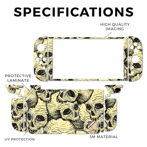 Glossy Glitter Gaming Skin Compatible with Nintendo Switch 2 Console Only - Inked Skulls - Premium 3M Vinyl Protective Wrap Decal Cover - Easy to Apply | Crafted in The USA by MightySkins - color: Inked Skulls, size: Switch 2 Console Skin Only, style: Glo