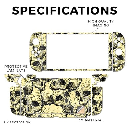 Glossy Glitter Gaming Skin Compatible with Nintendo Switch 2 Console Only - Inked Skulls - Premium 3M Vinyl Protective Wrap Decal Cover - Easy to Apply | Crafted in The USA by MightySkins - color: Inked Skulls, size: Switch 2 Console Skin Only, style: Glo