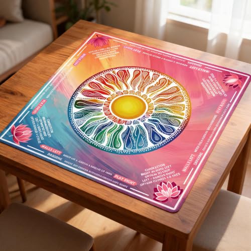 Pittera Mahjong Mat for Table, 31.5 Inch | American Mahjong Table Cloth with Rules, Drawstring Bag, Noise Reduction, Anti-Slip Game Mat - color: Large Disc Gradient